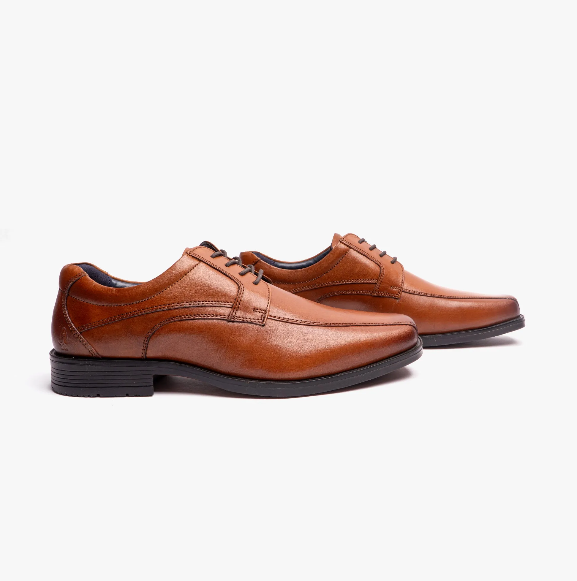 Hush Puppies BRANDON Mens Leather Lace-Up Shoes Tan