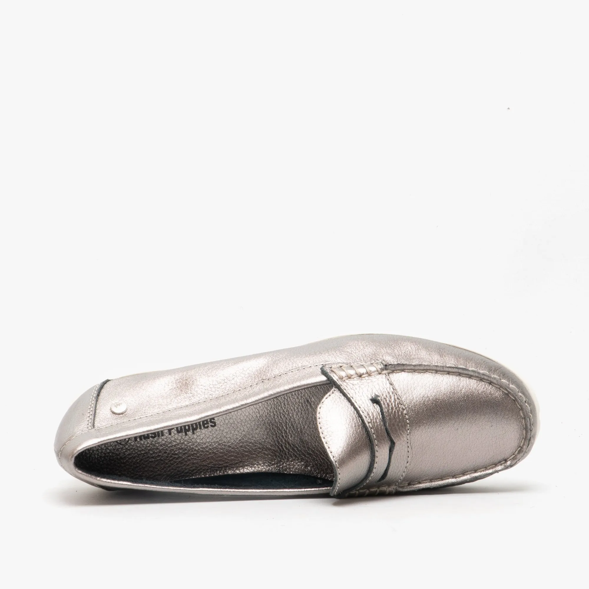 Hush Puppies PAIGE Womens Leather Loafers Silver