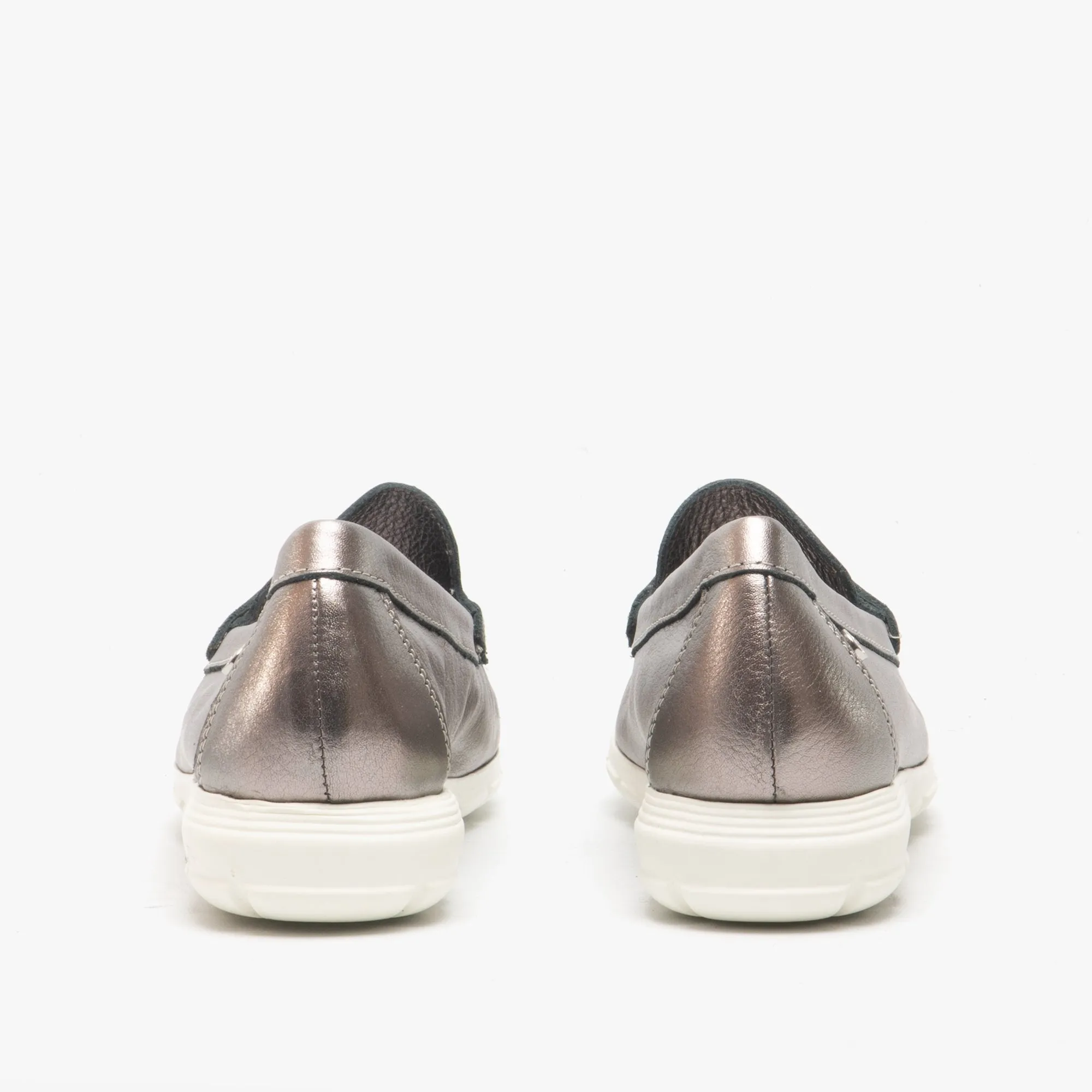 Hush Puppies PAIGE Womens Leather Loafers Silver