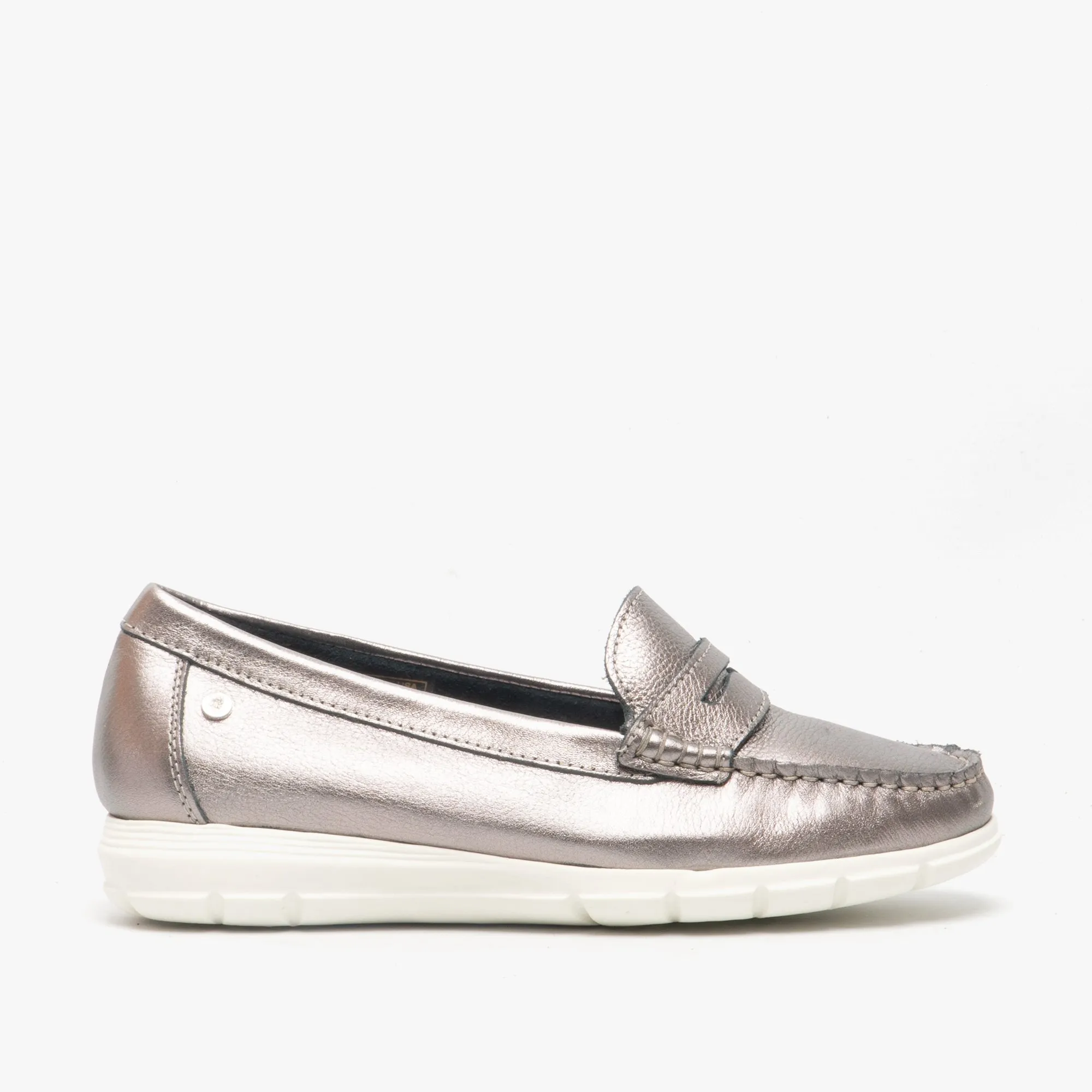 Hush Puppies PAIGE Womens Leather Loafers Silver