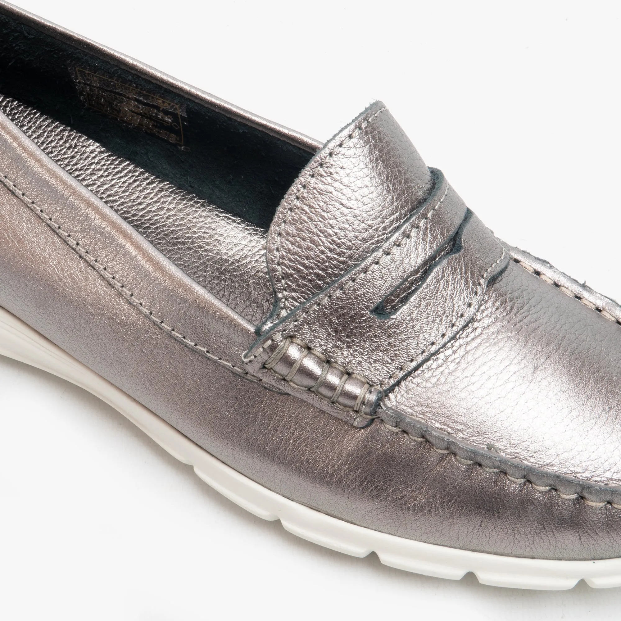 Hush Puppies PAIGE Womens Leather Loafers Silver