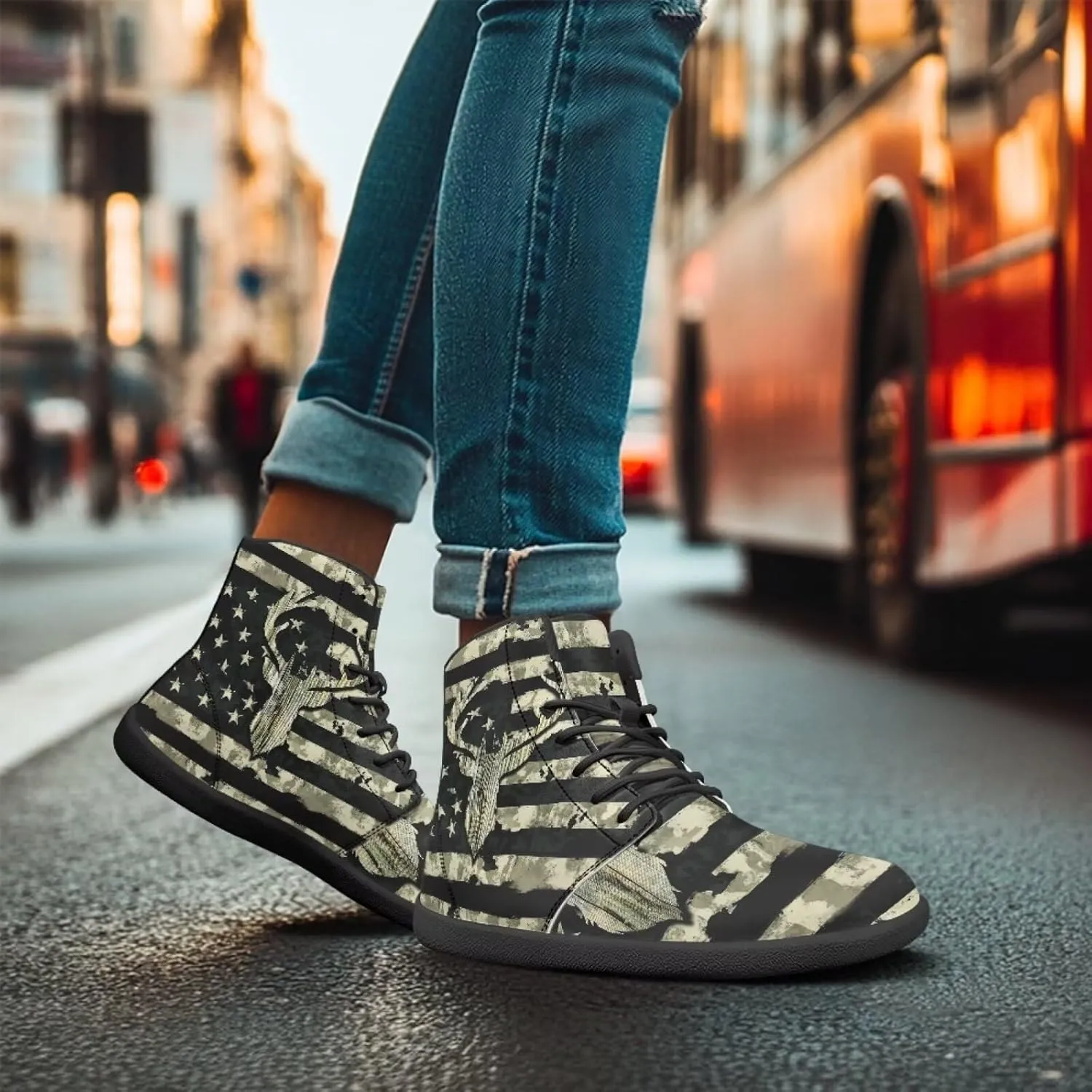 JoyLamoria Unisex High Top Shoes Laces Up Fashion Leather Skate Sneaker Mid Top Barefoot Shoes Lightweight,Marble Print