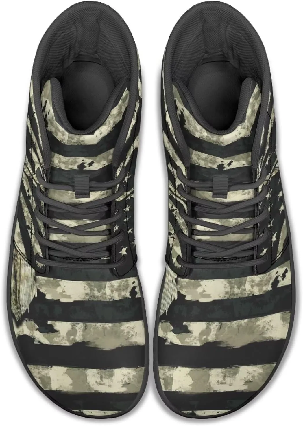 JoyLamoria Unisex High Top Shoes Laces Up Fashion Leather Skate Sneaker Mid Top Barefoot Shoes Lightweight,Marble Print