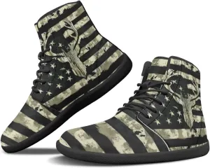 JoyLamoria Unisex High Top Shoes Laces Up Fashion Leather Skate Sneaker Mid Top Barefoot Shoes Lightweight,Marble Print