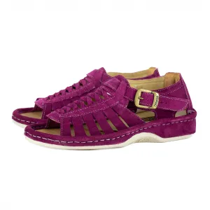Kgosi : Leather Sandal in Cerise Suede