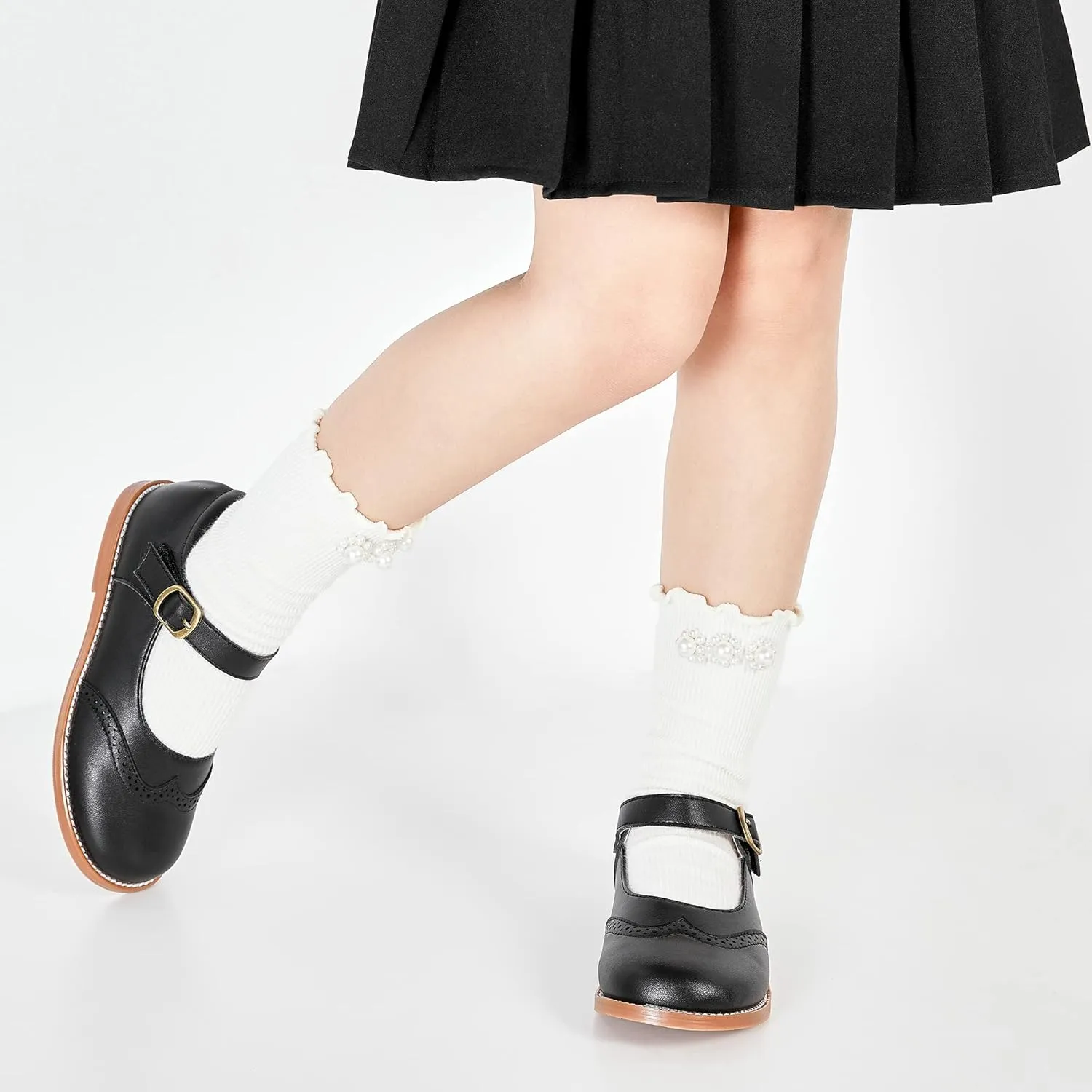 Kiderence Toddler Girls Mary Jane Dress Shoes Little Girls School Oxford Flats