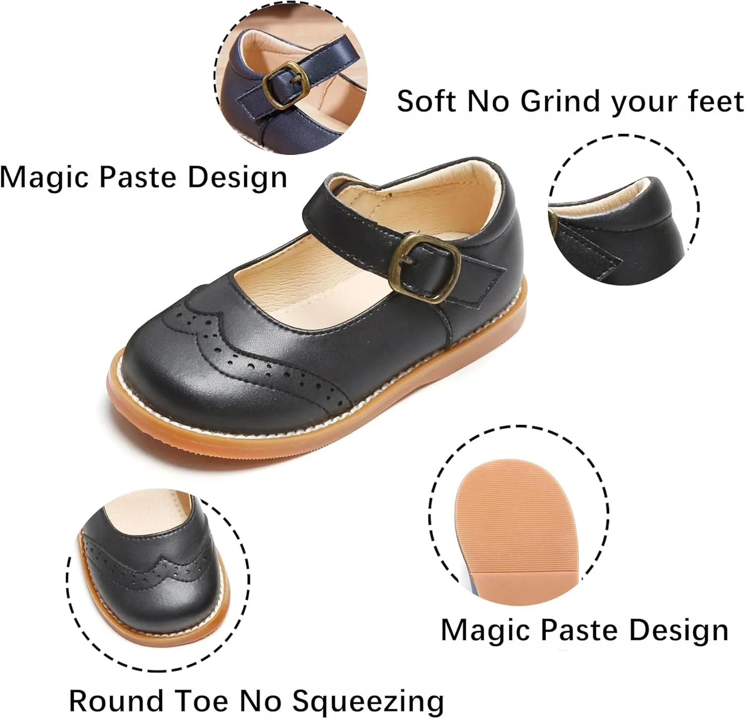 Kiderence Toddler Girls Mary Jane Dress Shoes Little Girls School Oxford Flats