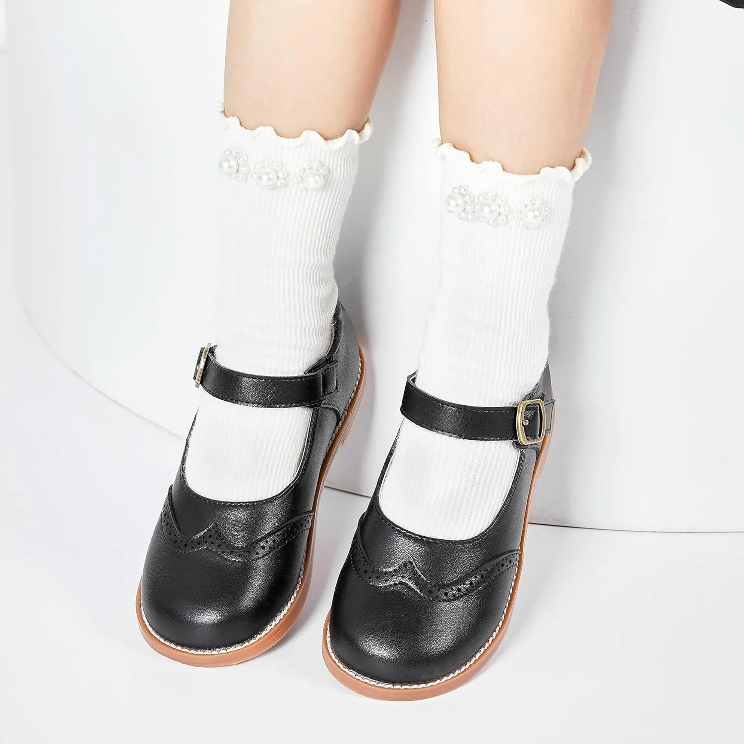 Kiderence Toddler Girls Mary Jane Dress Shoes Little Girls School Oxford Flats