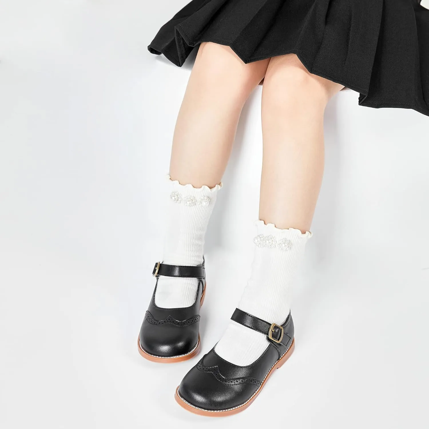 Kiderence Toddler Girls Mary Jane Dress Shoes Little Girls School Oxford Flats