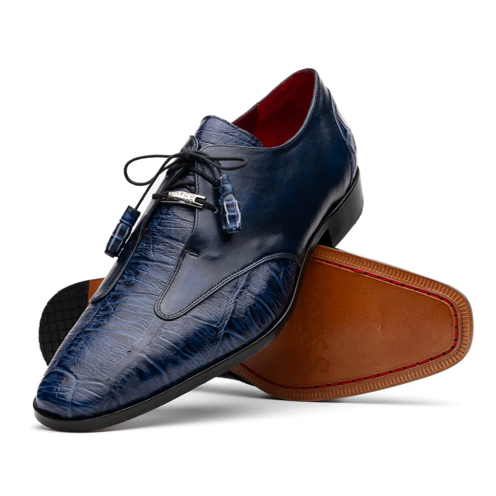 Marco Di Milano Anzio in Blue Jeans Alligator & Calfskin Derby Dress Shoes