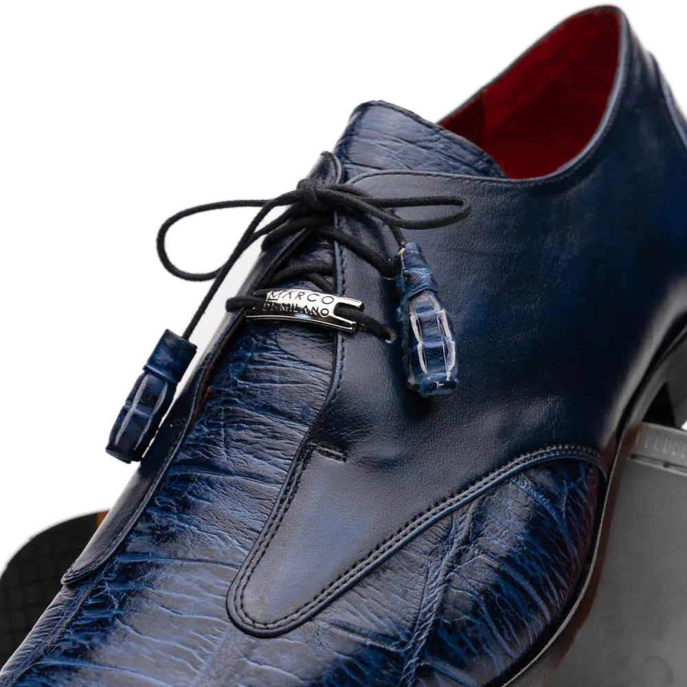 Marco Di Milano Anzio in Blue Jeans Alligator & Calfskin Derby Dress Shoes