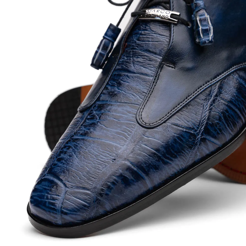 Marco Di Milano Anzio in Blue Jeans Alligator & Calfskin Derby Dress Shoes