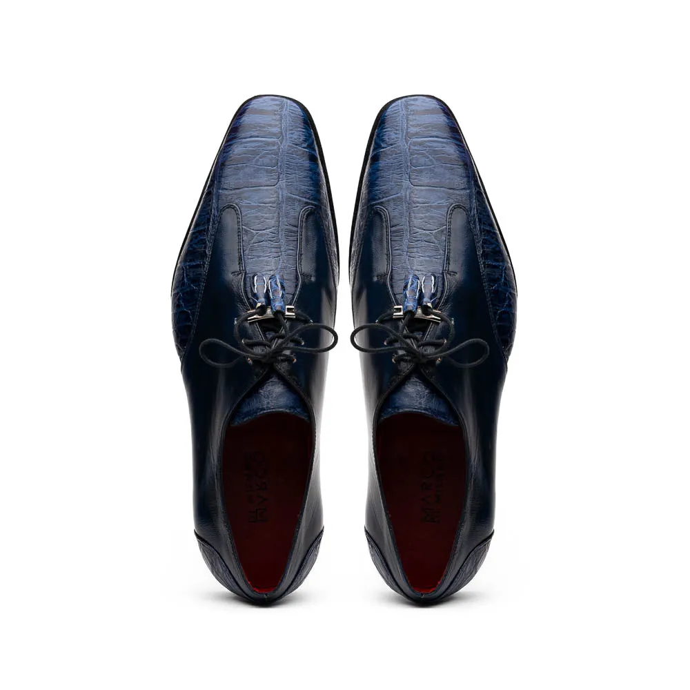 Marco Di Milano Anzio in Blue Jeans Alligator & Calfskin Derby Dress Shoes