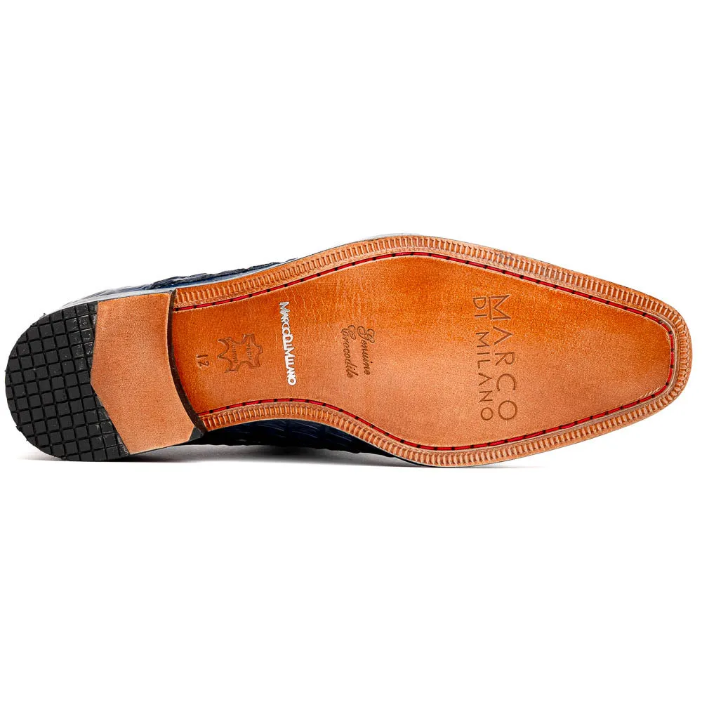 Marco Di Milano Caribe in Newspaper / Black Caiman Hornback Caiman Derby Shoes