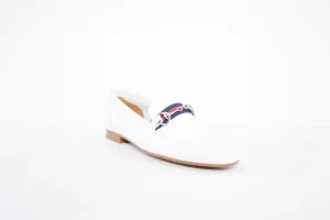 MARIA JAEN - 4026 LOW HEEL SLIP-ON SHOE - WHITE LEATHER