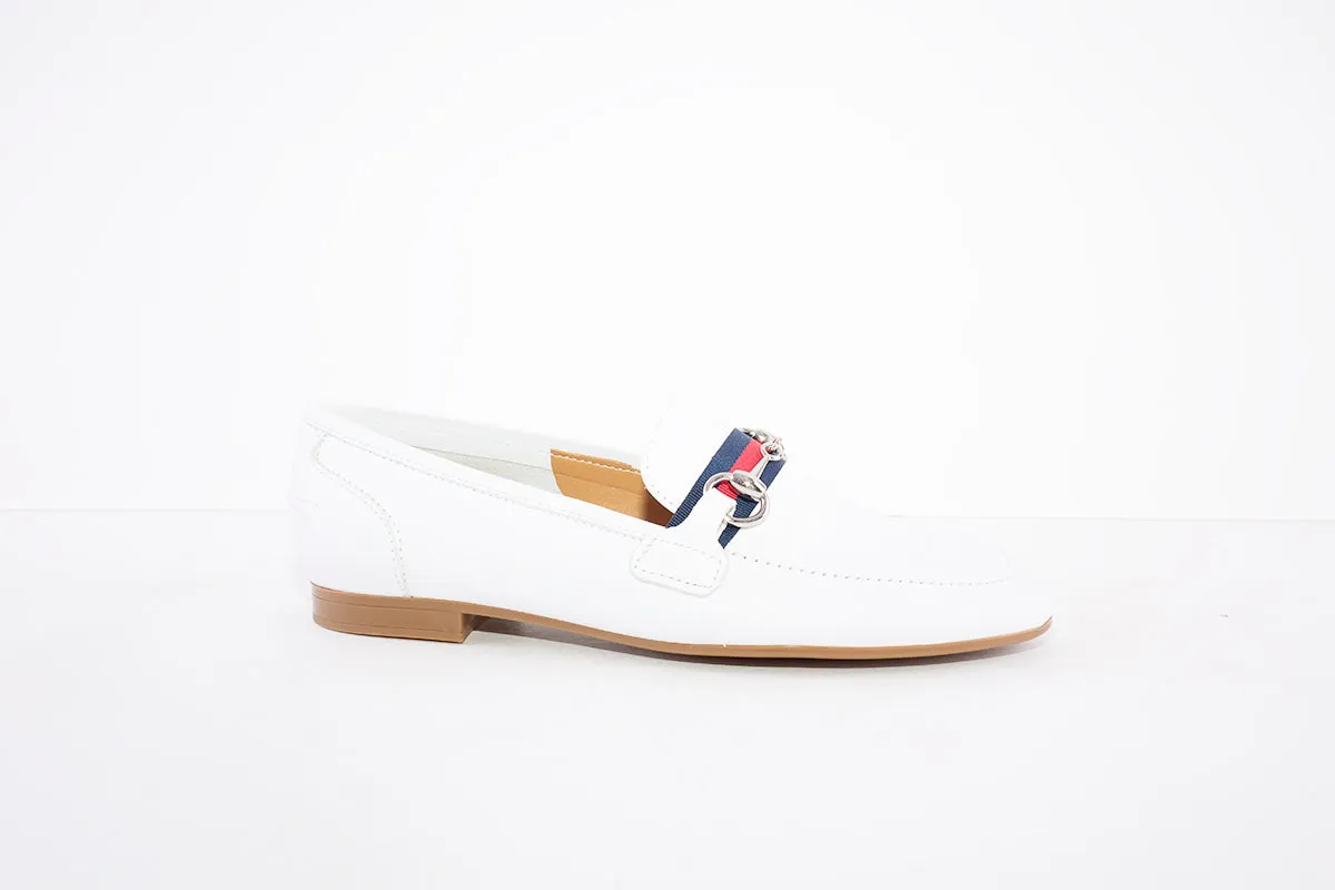 MARIA JAEN - 4026 LOW HEEL SLIP-ON SHOE - WHITE LEATHER