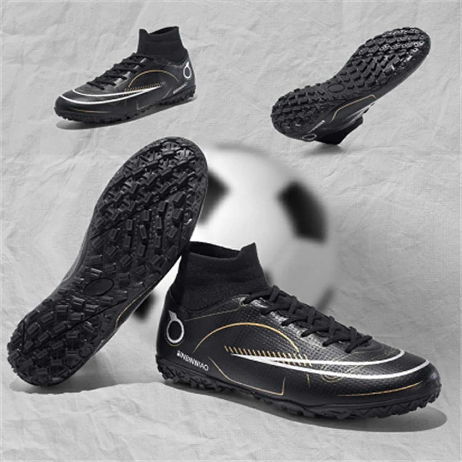 MDPCX Athletic Sports Football Shoes Men's Outdoor Football Shoes Track and Field Lawn World Team Running Sports Shoes Lightweight Breathable Non-Slip Shock-Absorbing Long Spikes Short Spikes