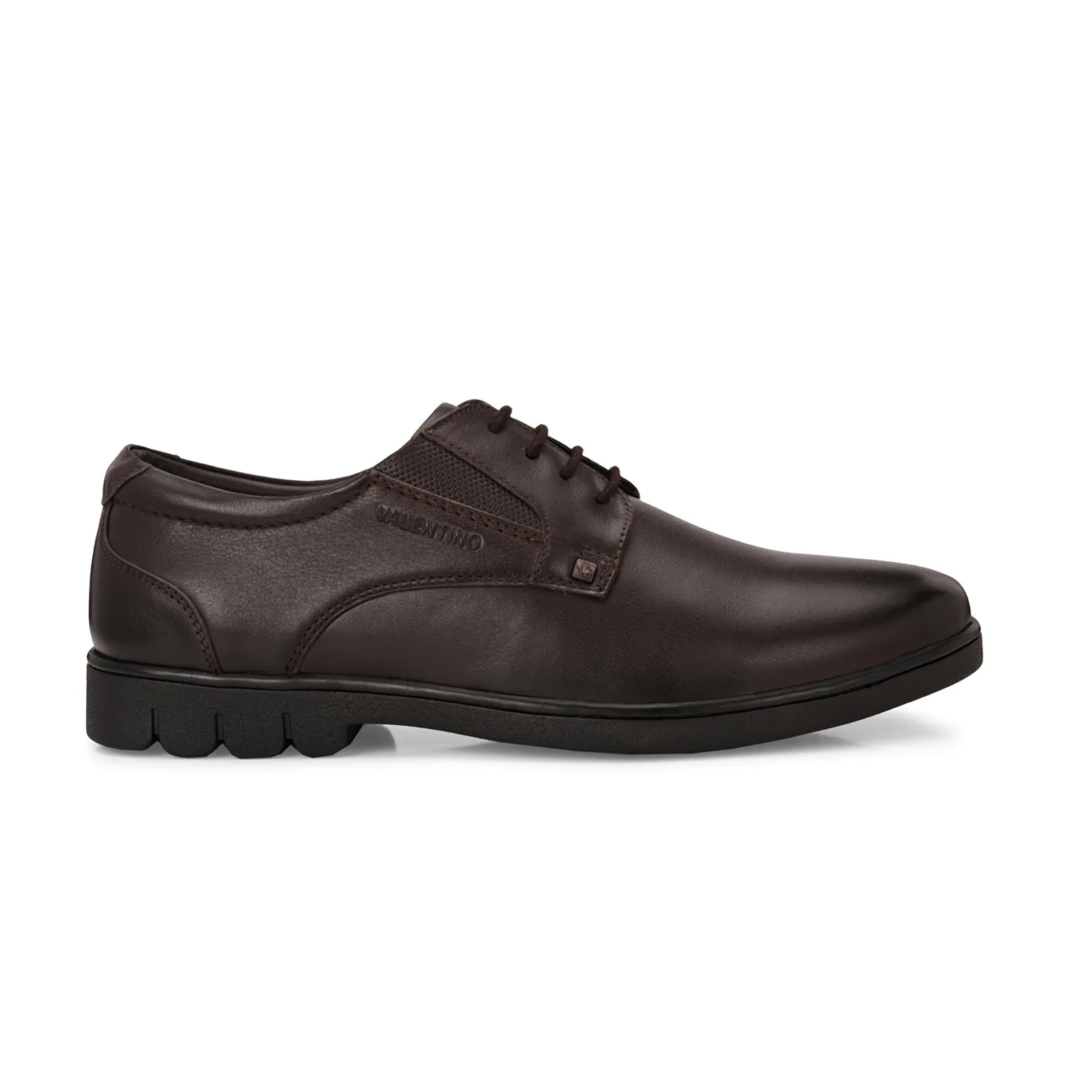 Men Premium Leather Brown Lace-Up Formal Derby Shoes (Pluto-55)
