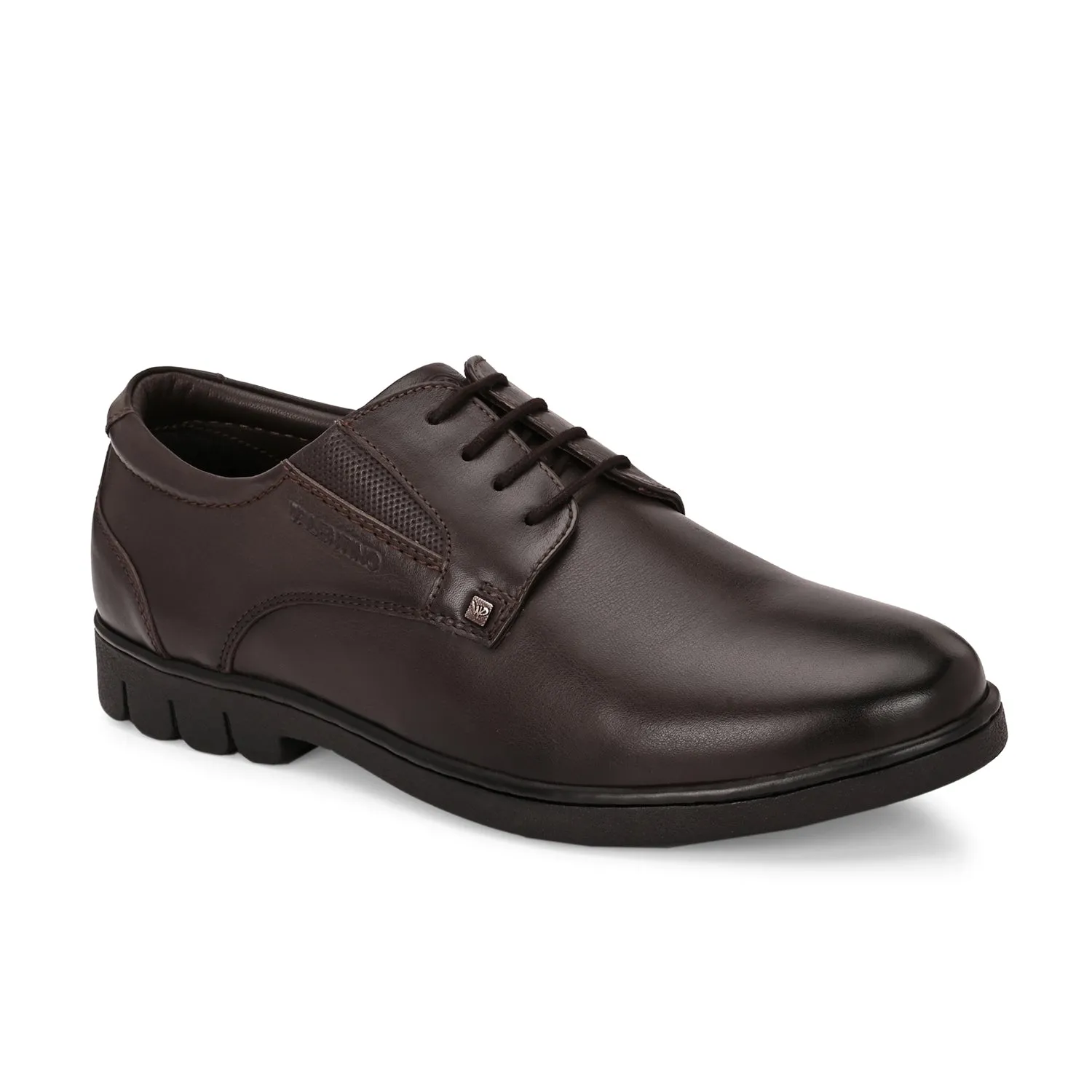 Men Premium Leather Brown Lace-Up Formal Derby Shoes (Pluto-55)