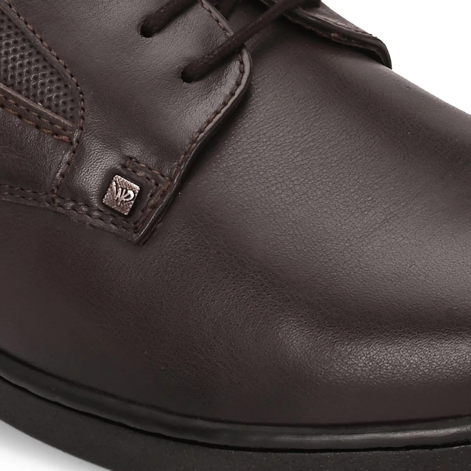 Men Premium Leather Brown Lace-Up Formal Derby Shoes (Pluto-55)