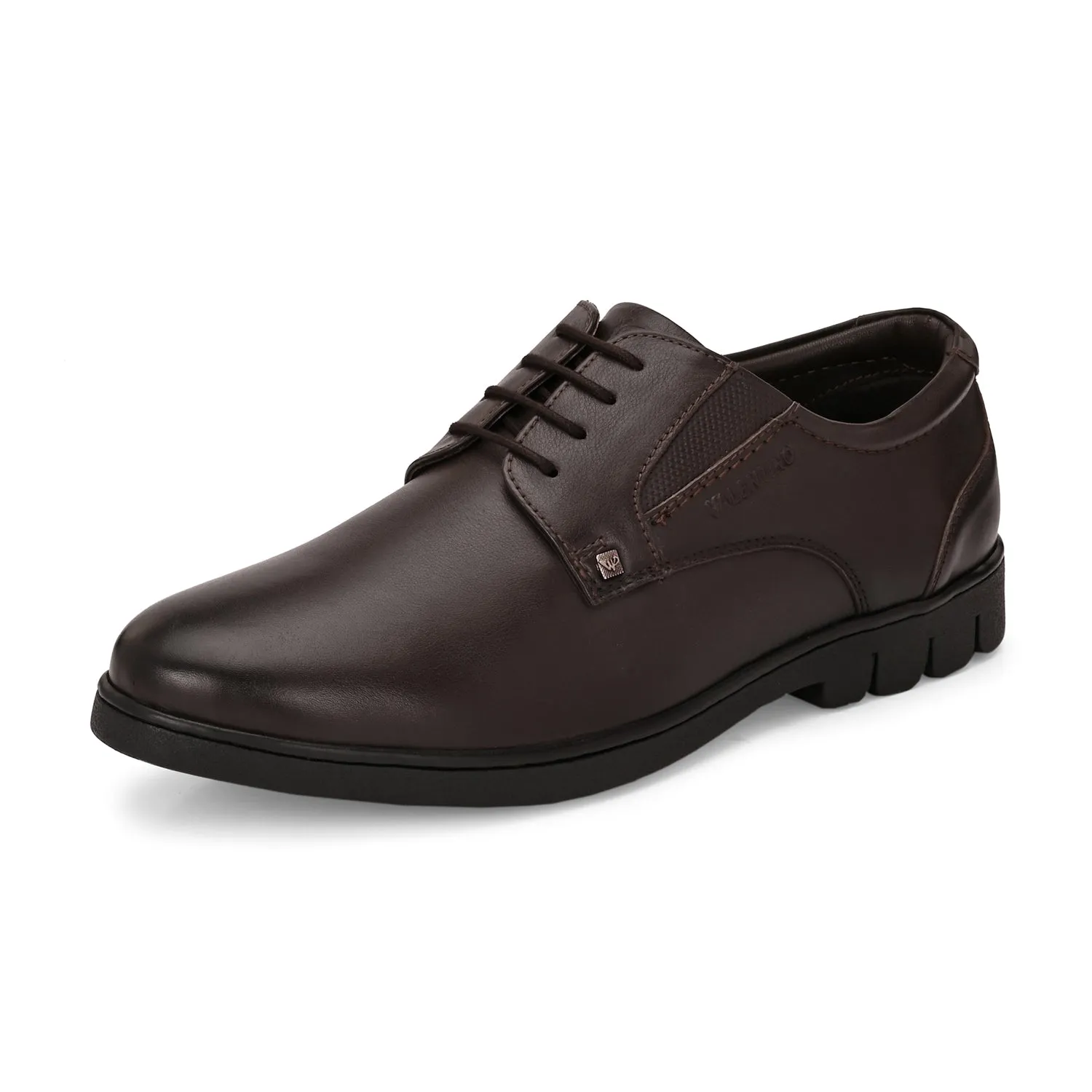 Men Premium Leather Brown Lace-Up Formal Derby Shoes (Pluto-55)