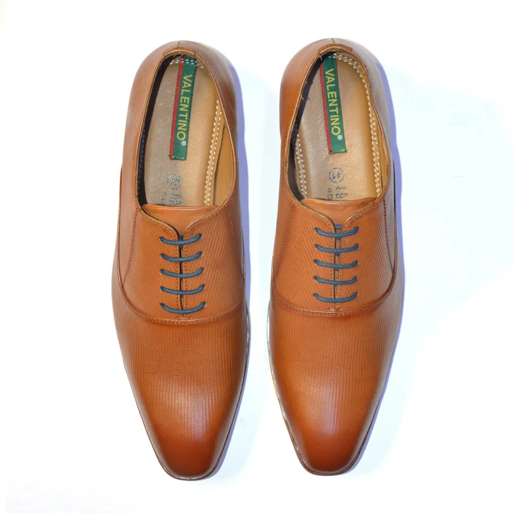 Men Premium Leather Cognac Lace-Up Formal Derby Shoes (Punj-52)