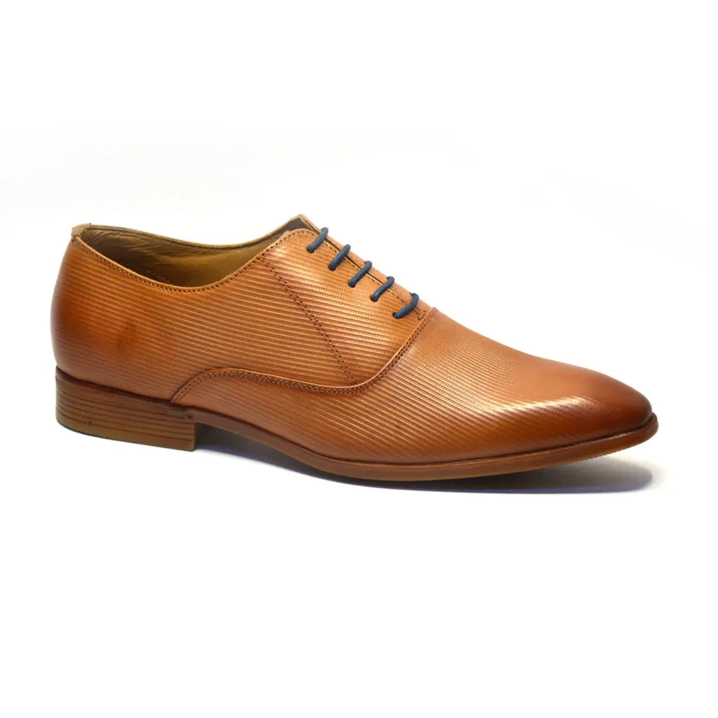 Men Premium Leather Cognac Lace-Up Formal Derby Shoes (Punj-52)