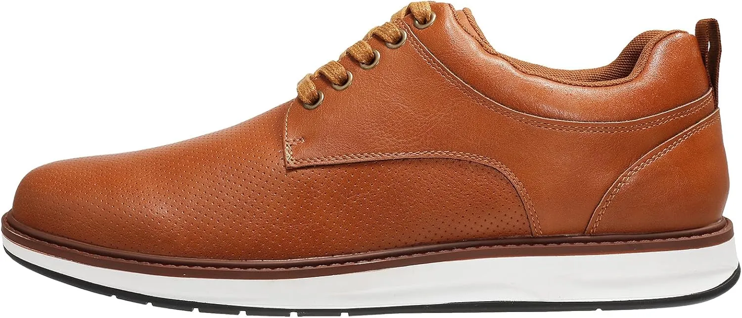 Men's Dress Shoes Classic Casual Oxfords Shoes for Men Brogues Wing Tips Lace Up Punched Round Toe