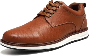 Men's Dress Shoes Classic Casual Oxfords Shoes for Men Brogues Wing Tips Lace Up Punched Round Toe