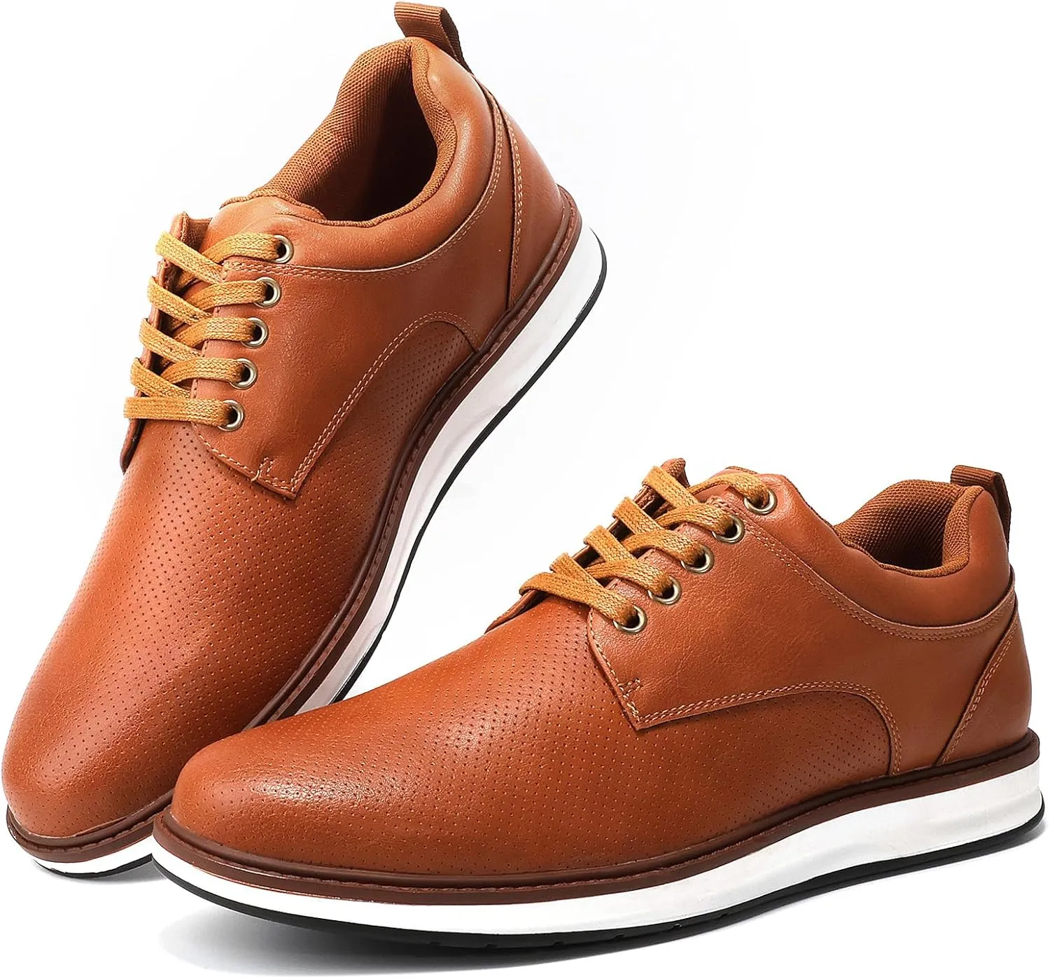 Men's Dress Shoes Classic Casual Oxfords Shoes for Men Brogues Wing Tips Lace Up Punched Round Toe