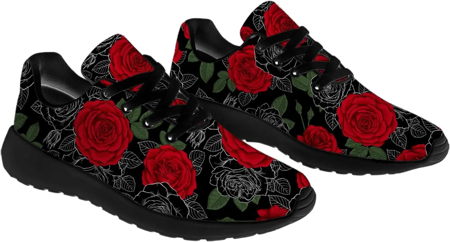 Mens Womens Rose Shoes Lightweight Running Tennis Gym Athletic Shoes Walking Sneakers Gifts for Him Her