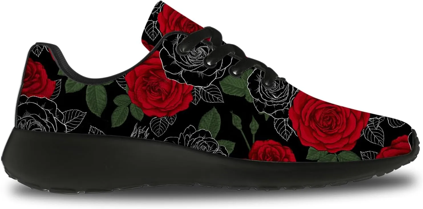 Mens Womens Rose Shoes Lightweight Running Tennis Gym Athletic Shoes Walking Sneakers Gifts for Him Her