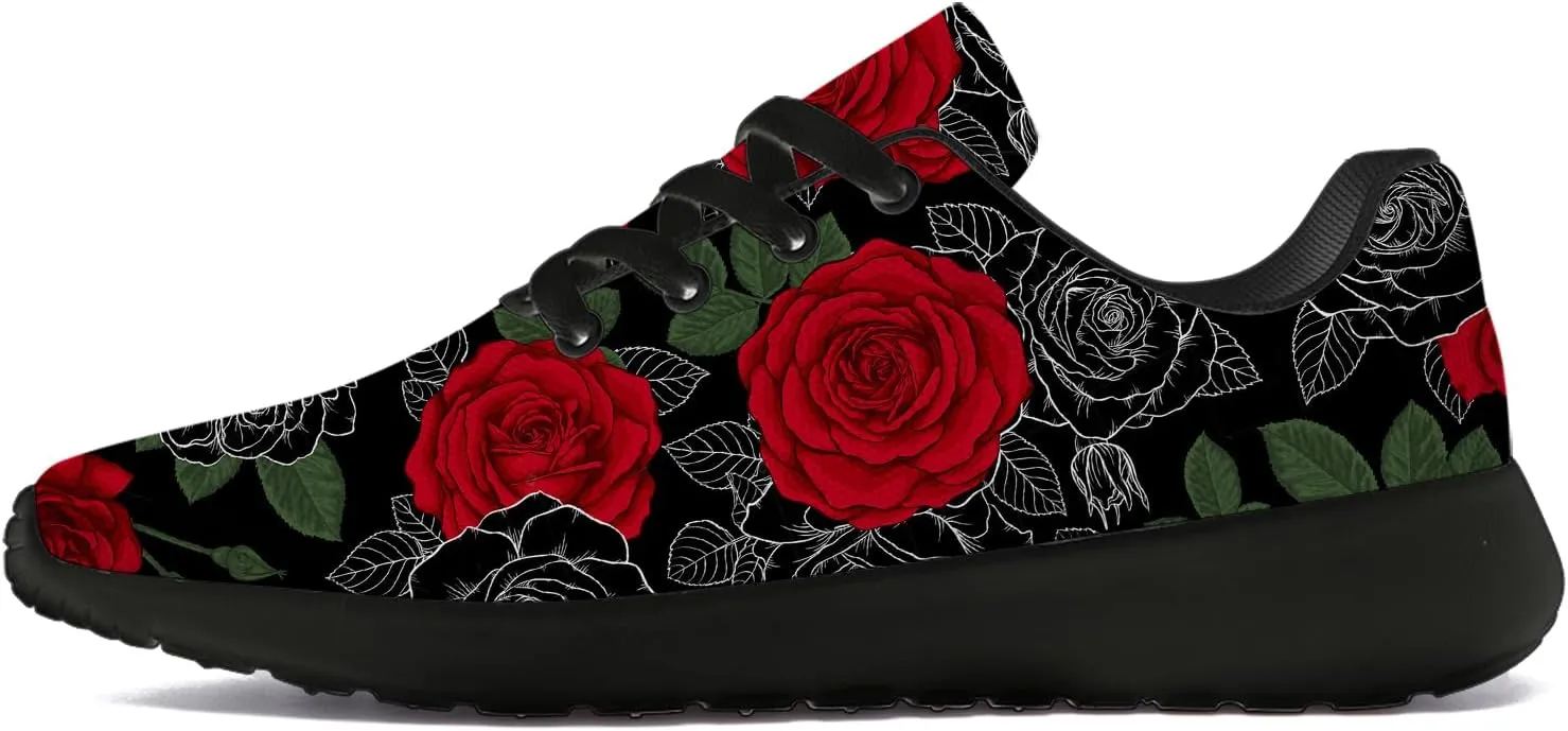 Mens Womens Rose Shoes Lightweight Running Tennis Gym Athletic Shoes Walking Sneakers Gifts for Him Her