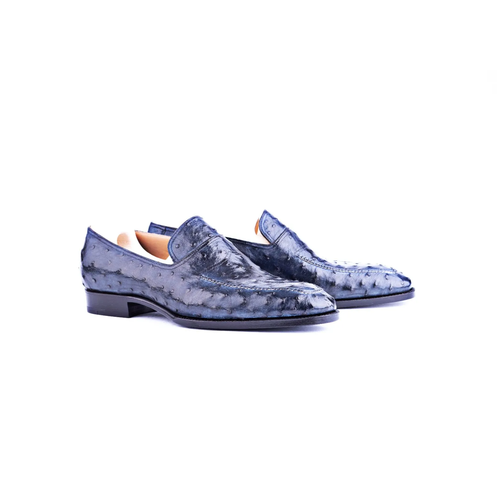 Norwegian Loafer in Royal blue ostrich leather