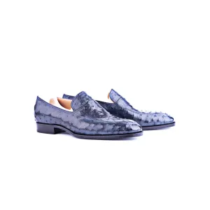 Norwegian Loafer in Royal blue ostrich leather