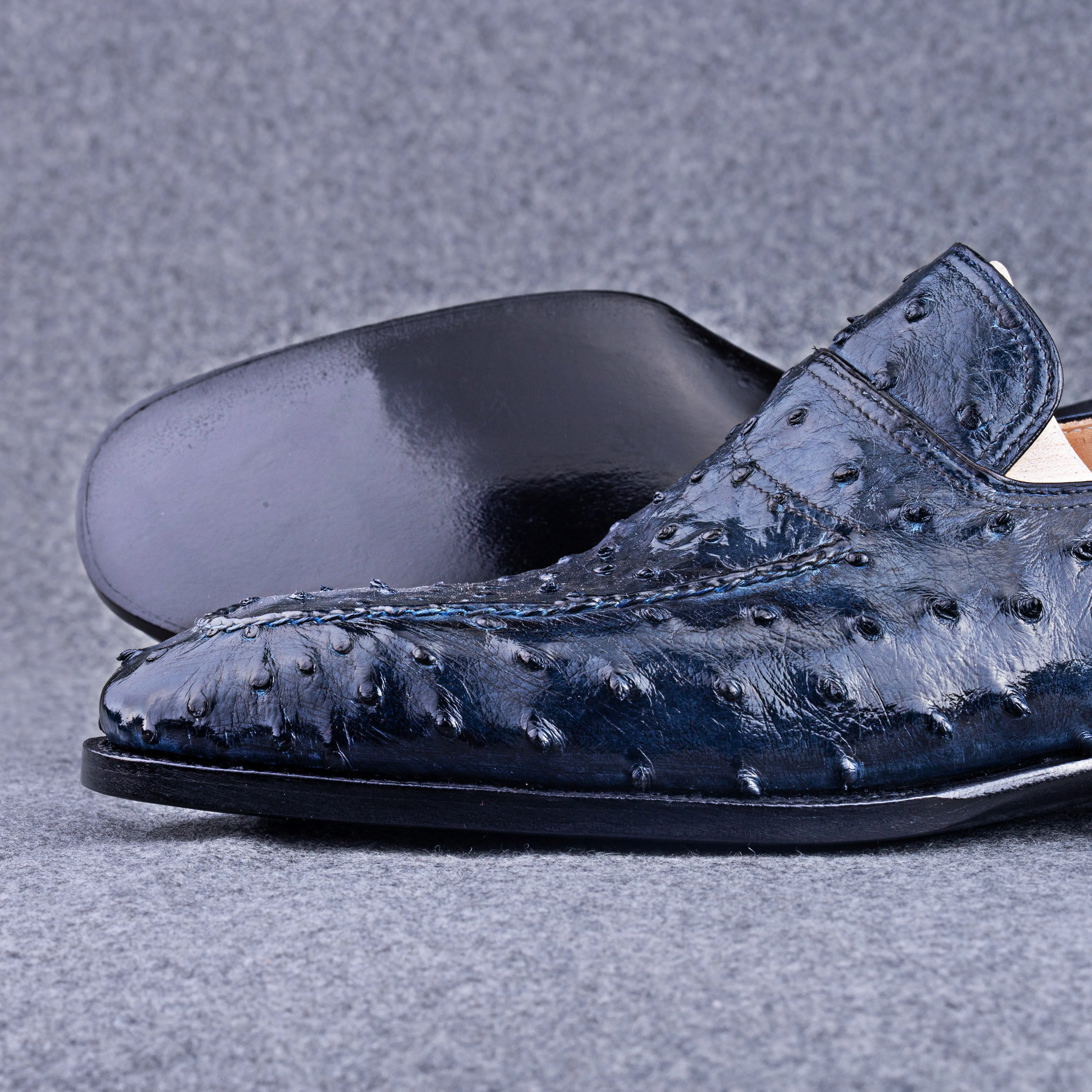 Norwegian Loafer in Royal blue ostrich leather
