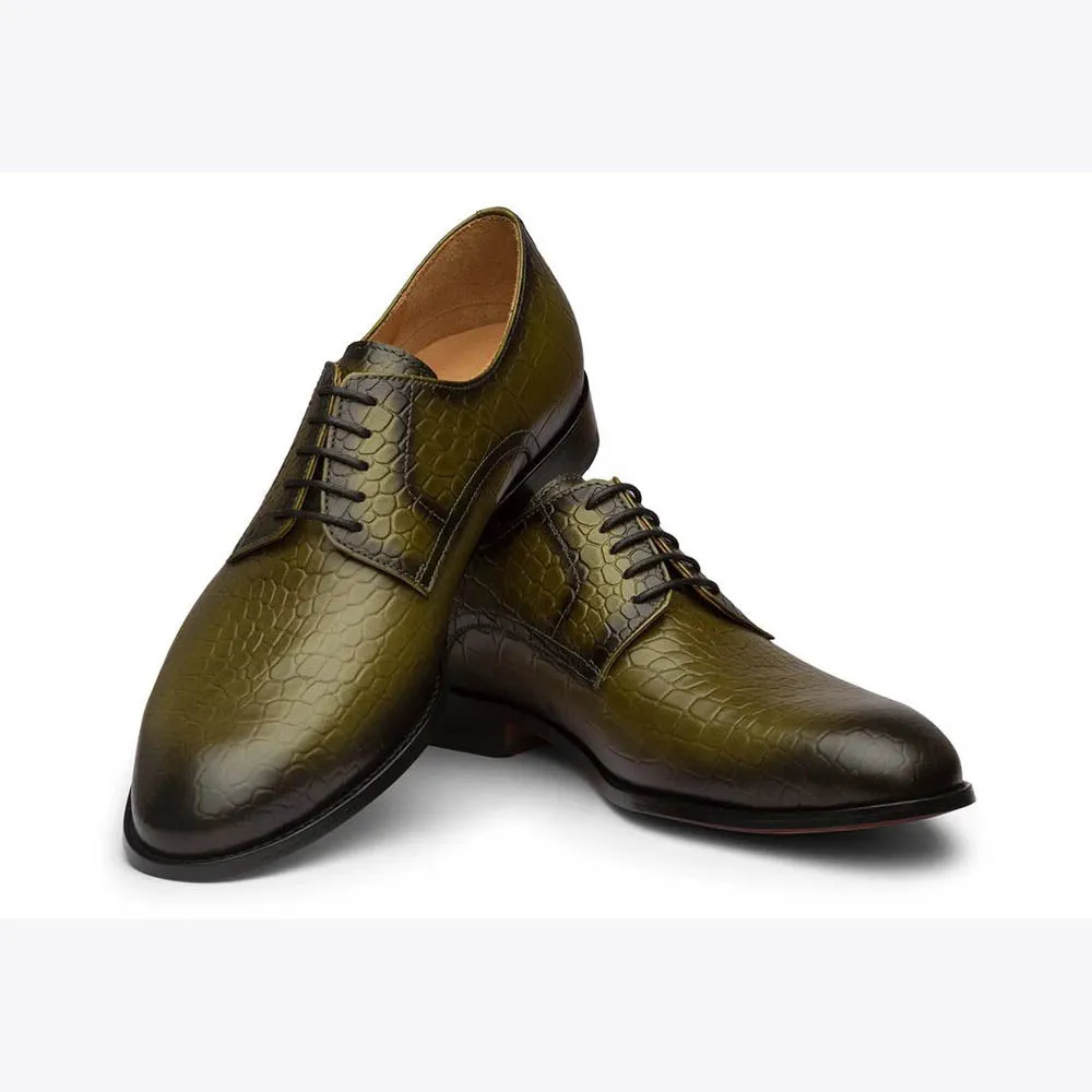 Olive Croco Patina Derby