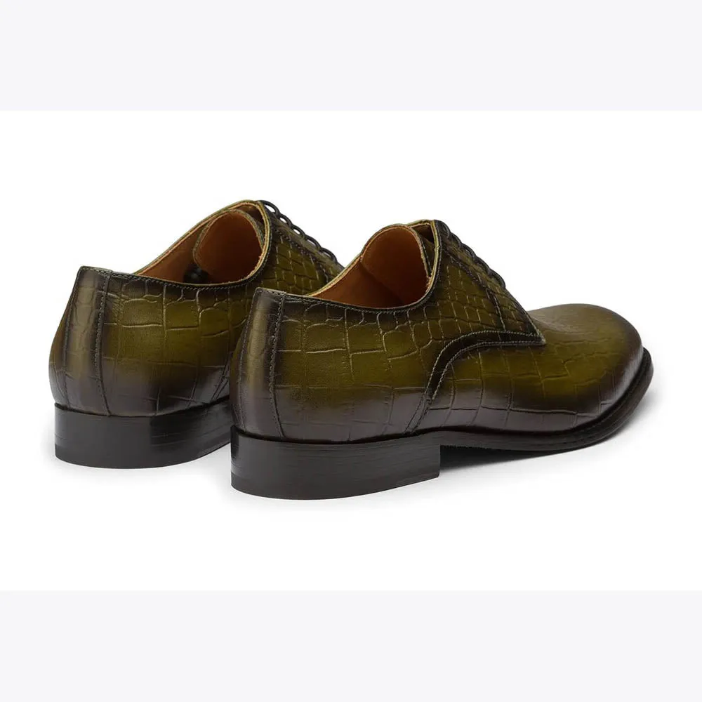 Olive Croco Patina Derby