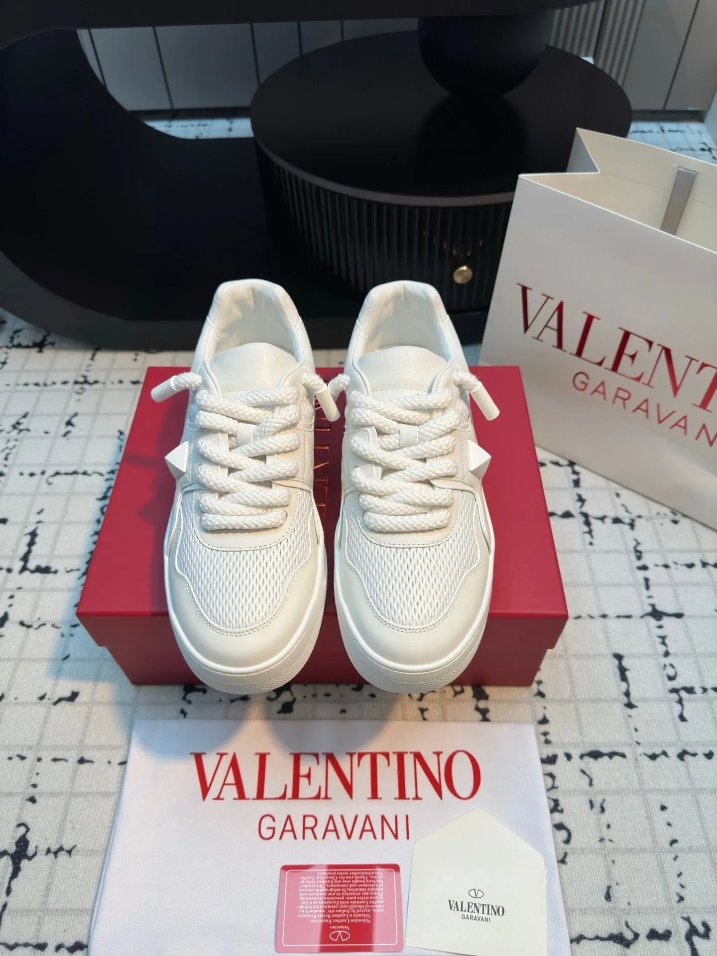 One Stud Xl Trainer In White Nappa Leather And Mesh Fabric 824990