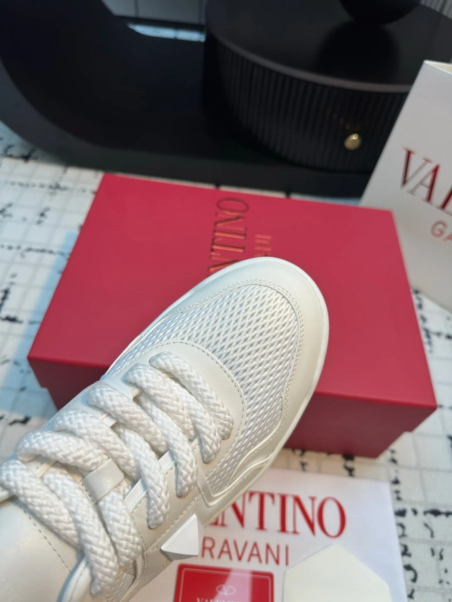 One Stud Xl Trainer In White Nappa Leather And Mesh Fabric 824990