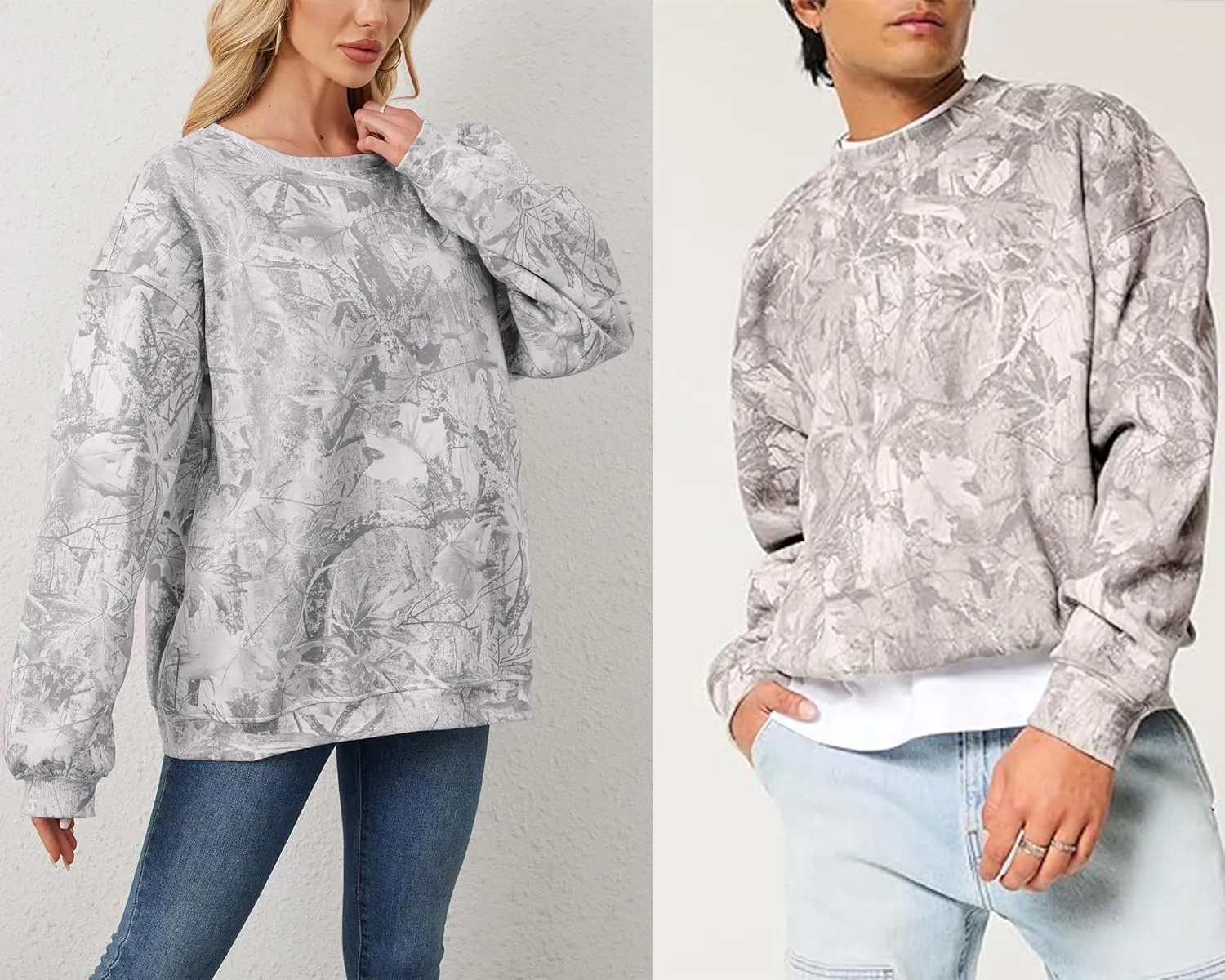 Oversized Camo Sweatshirt For Women Men Maple Leaf Camouflage Sweatshirts Hunting Camo Pullover Tops