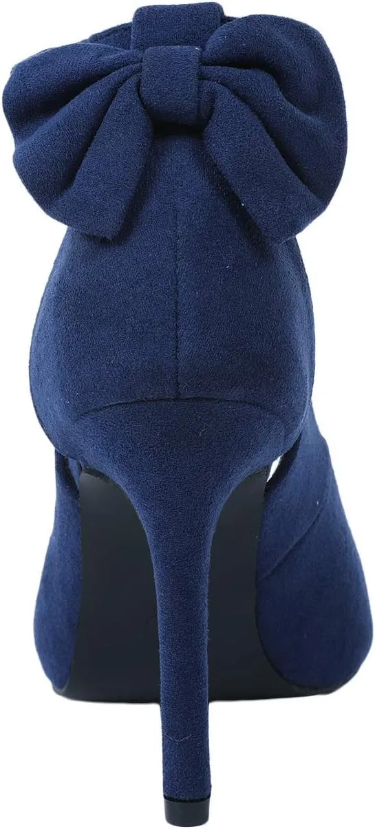 PiePieBuy Women's Pointed Toe High Heels Ankle Strap D'Orsay Pumps Shoes Bow Wedding Bowtie Back Dress Sandals