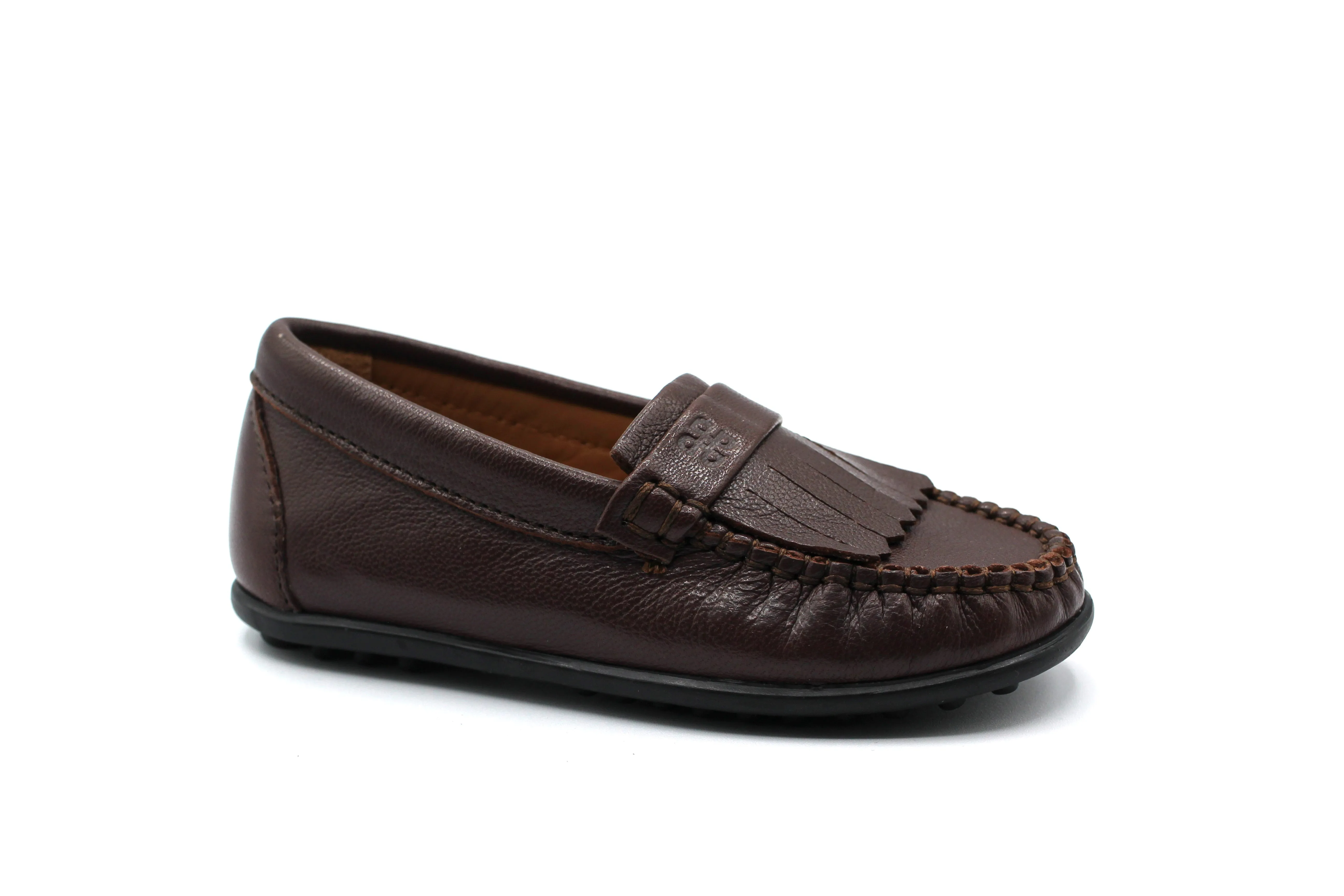 Porte Dark Brown Leather Fringe Loafer