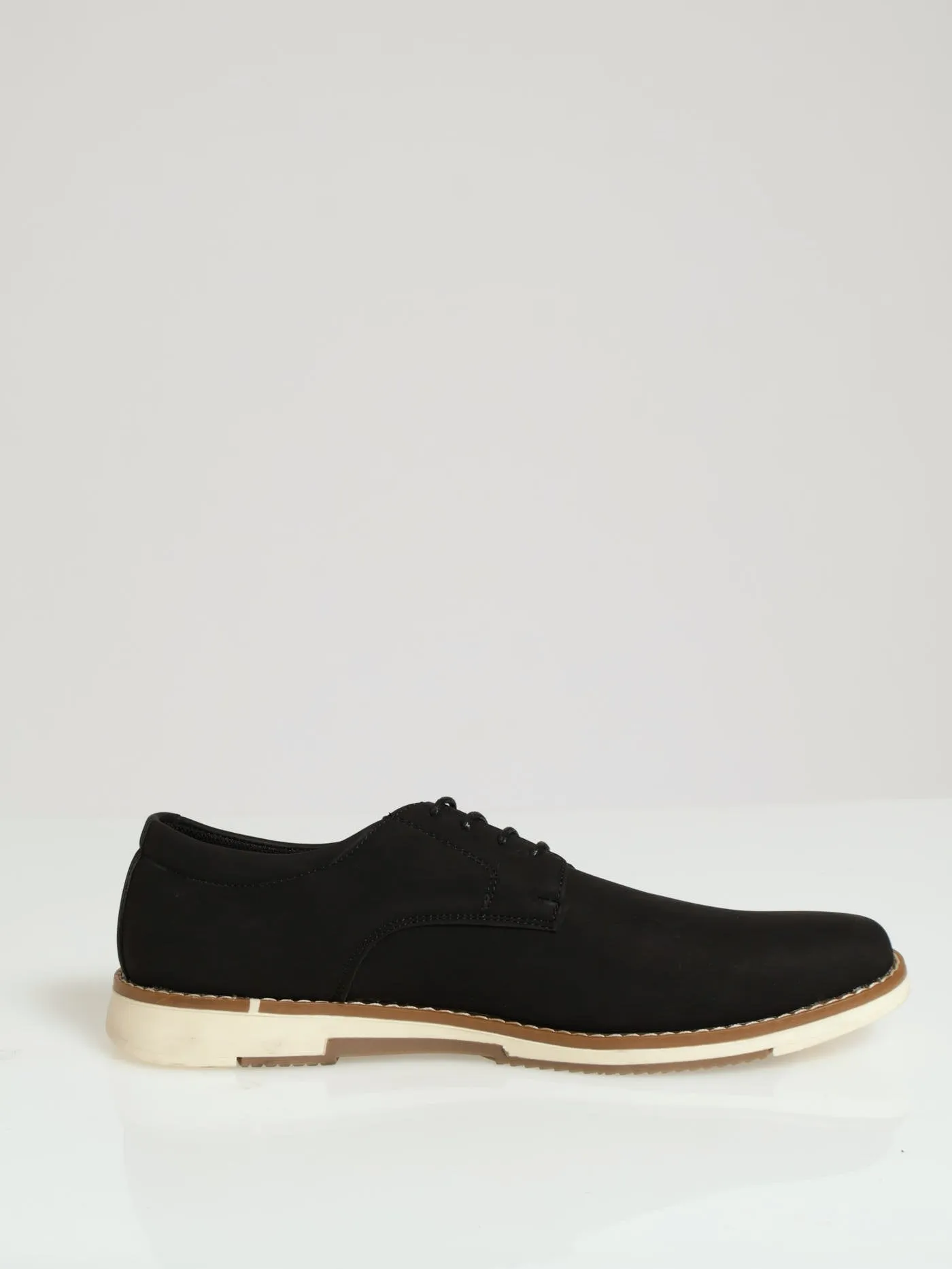 Pu Lace Up Smart Casual Derby - Black