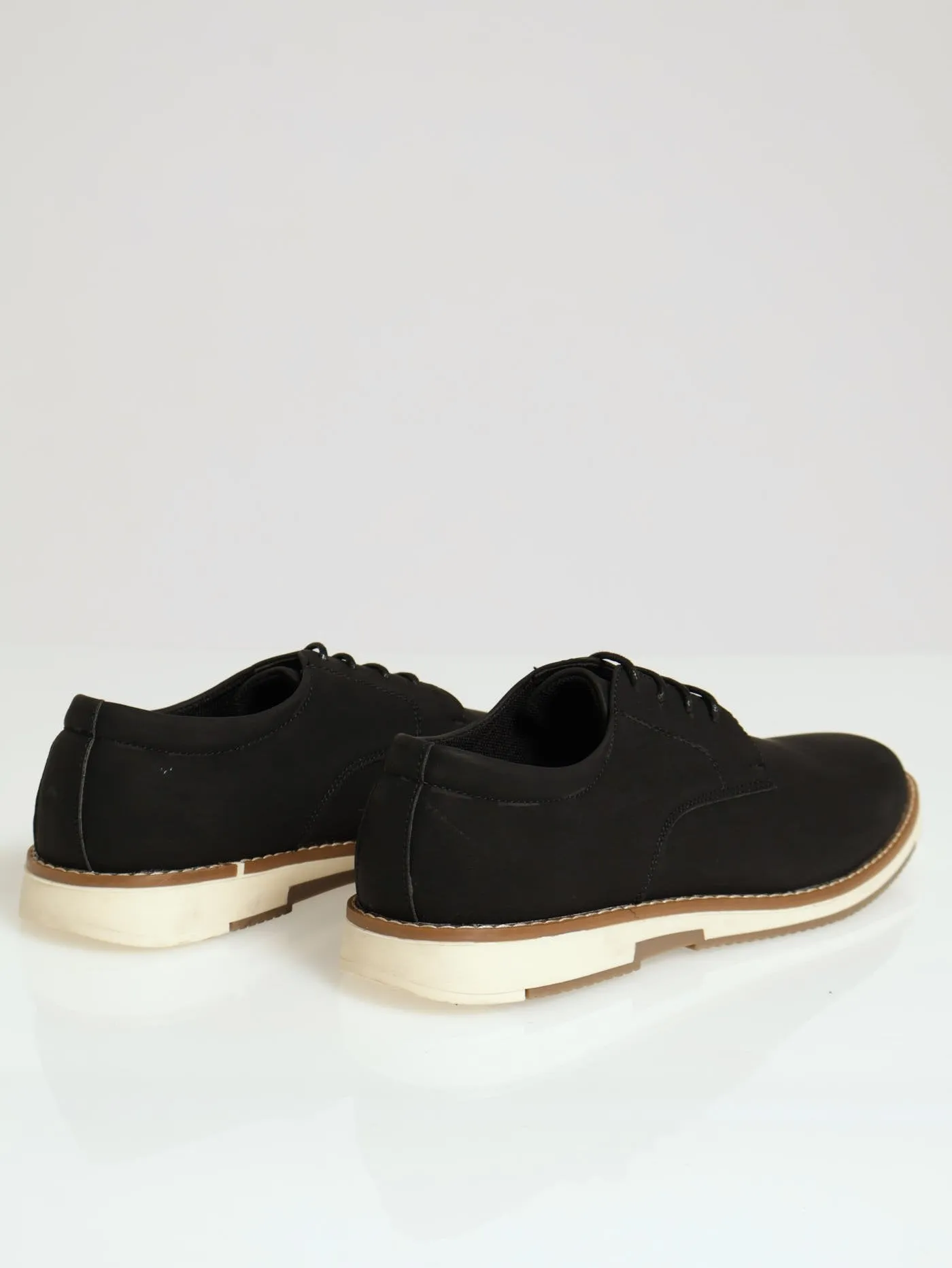 Pu Lace Up Smart Casual Derby - Black