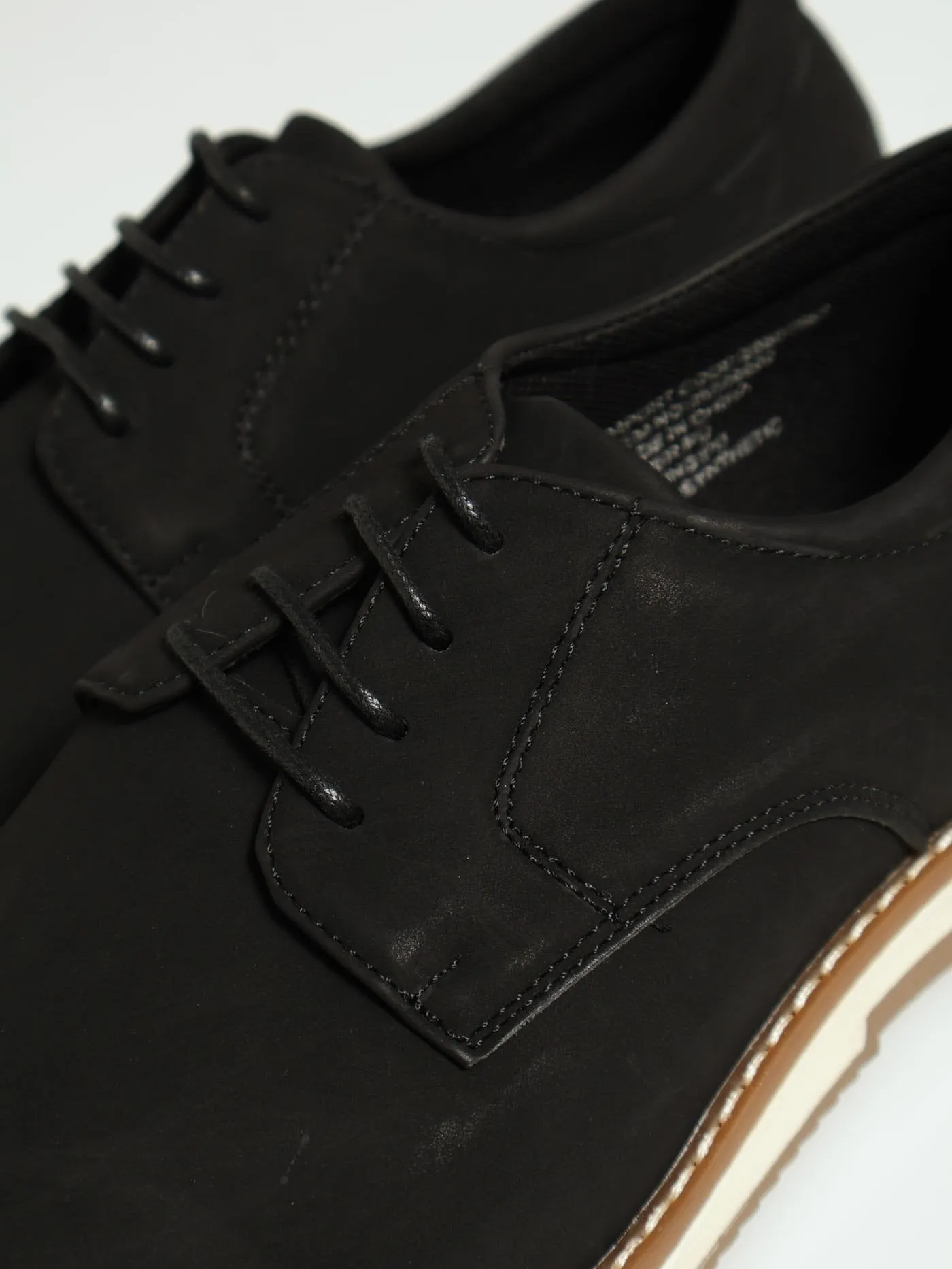 Pu Lace Up Smart Casual Derby - Black