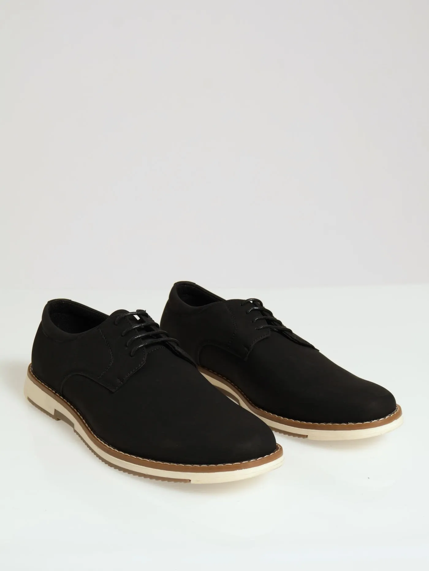 Pu Lace Up Smart Casual Derby - Black