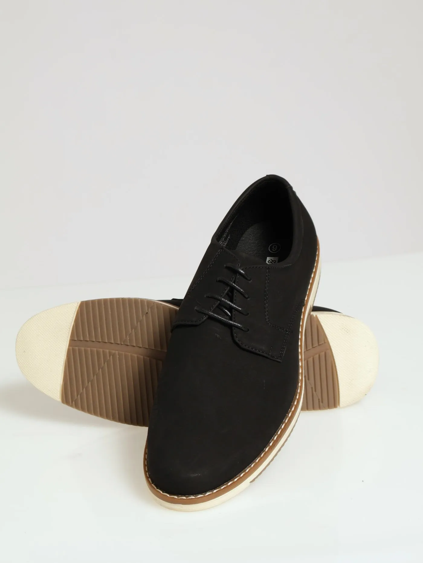 Pu Lace Up Smart Casual Derby - Black