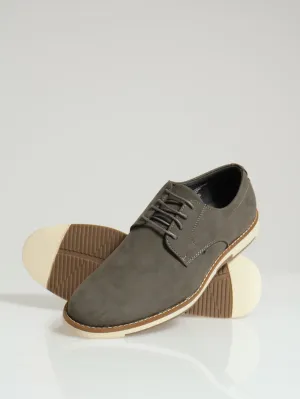 Pu Lace Up Smart Casual Derby - Grey