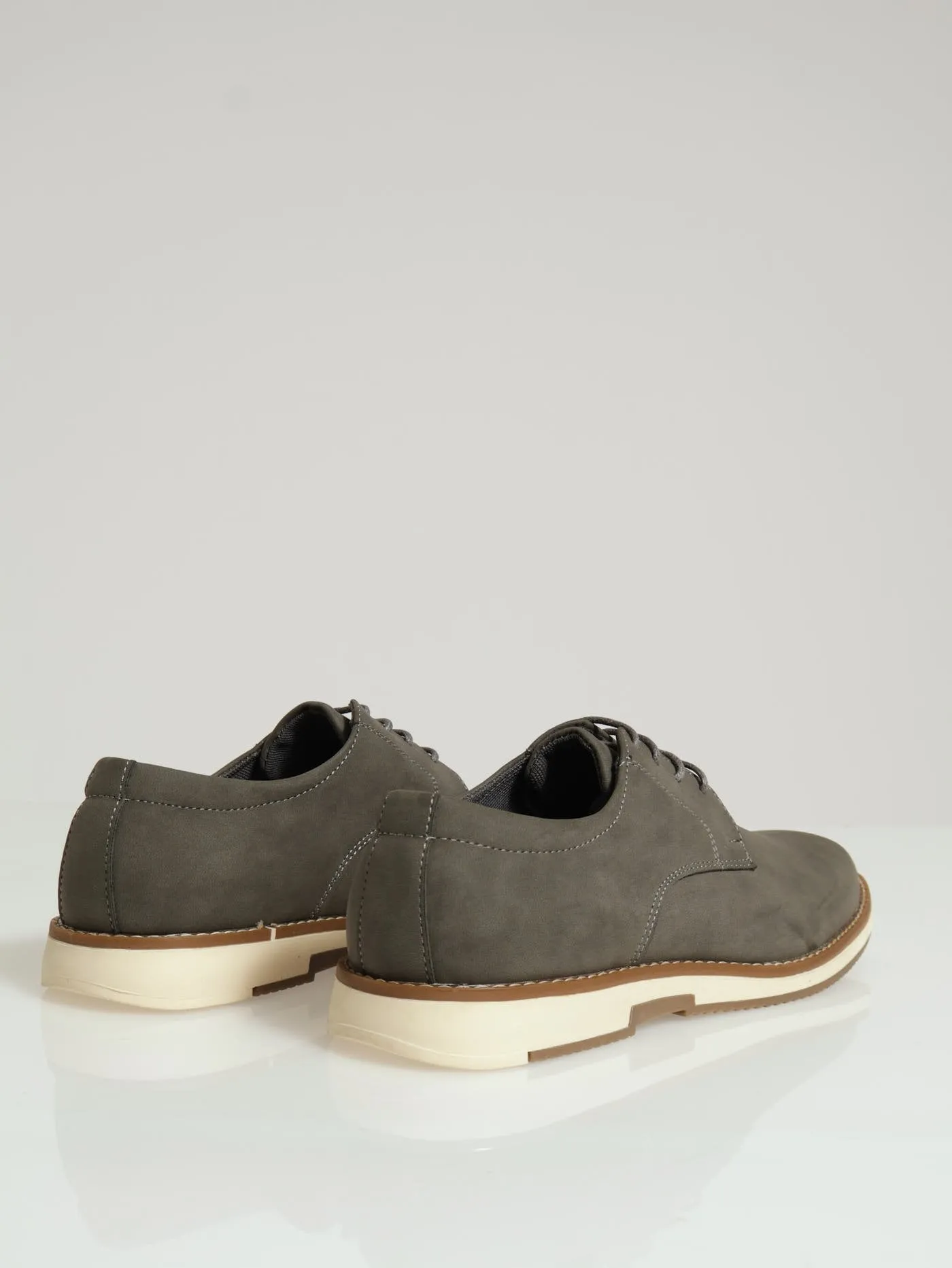 Pu Lace Up Smart Casual Derby - Grey
